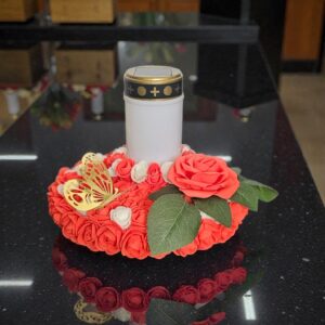 Porte-Bougie Commémoratif Cœur Floral