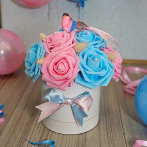 Composition Florale Rose & Bleu