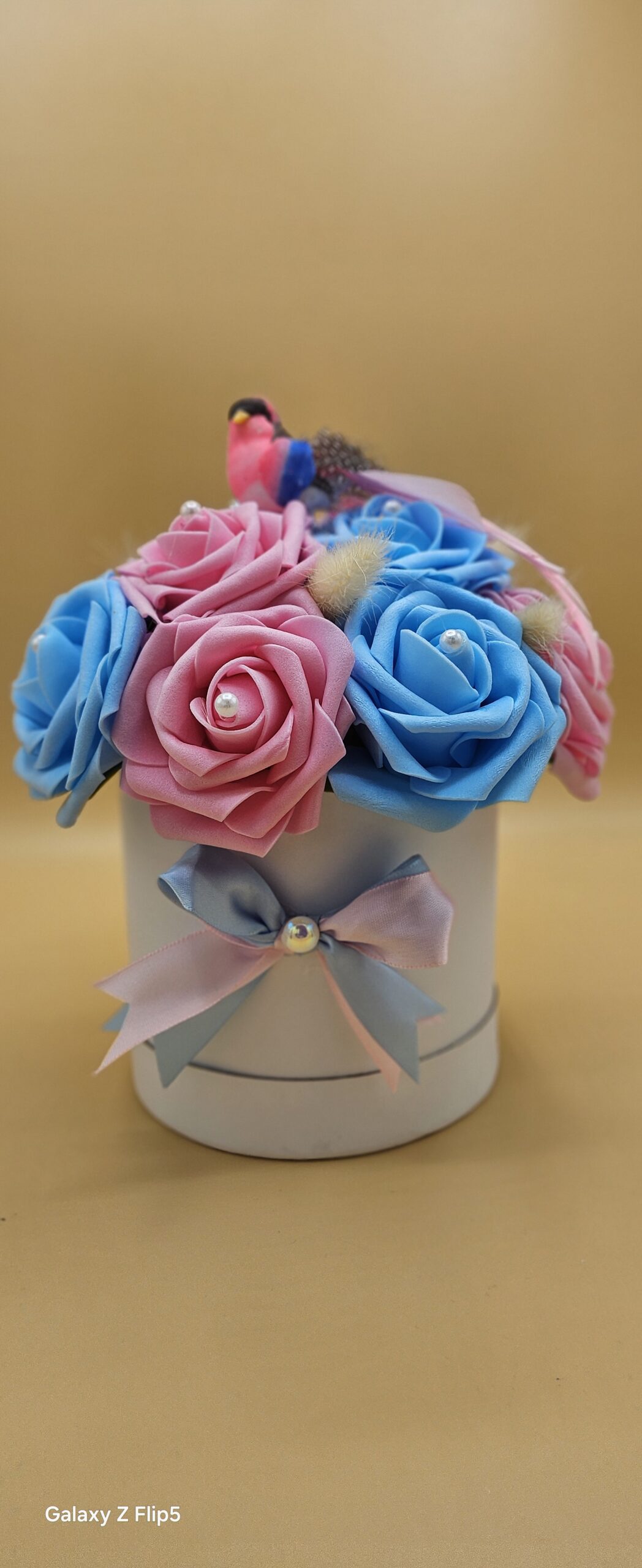 Composition Florale Rose & Bleu – Image 3