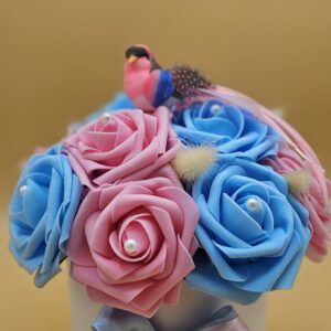Composition Florale Rose & Bleu