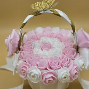 Panier Floral Romantique Rose & Blanc